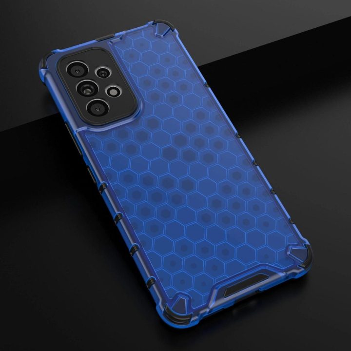 Honeycomb dėklas su geliniu rėmeliu, skirtas Samsung Galaxy A73 , mėlynos spalvos