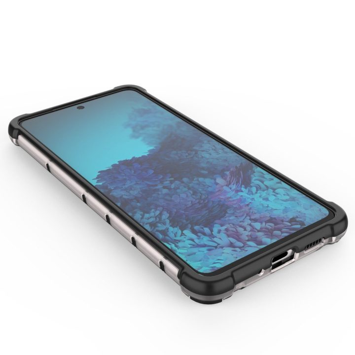Honeycomb korpuso šarvuotas dangtelis su geliniu rėmeliu, skirtas Samsung Galaxy A73 , skaidrus