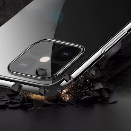 Skaidrios spalvos dėklas TPU gelio dangtelis su metaliniu rėmeliu, skirtas Samsung Galaxy S22 + (S22 Plus), raudonos spalvos