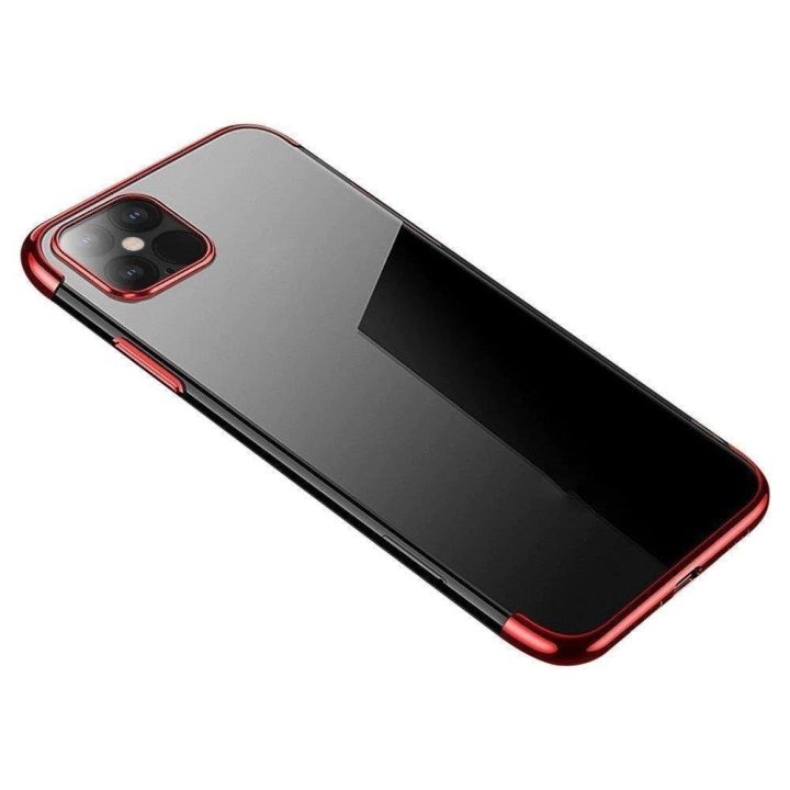 Skaidrios spalvos dėklas TPU gelio dangtelis su metaliniu rėmeliu, skirtas Samsung Galaxy S22 + (S22 Plus), raudonos spalvos