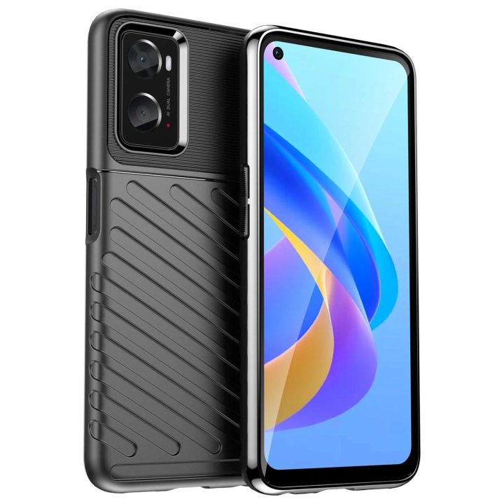 Thunder Case lankstus šarvuotas dangtelis Oppo A76 / Oppo A36 / Realme 9i , juodas
