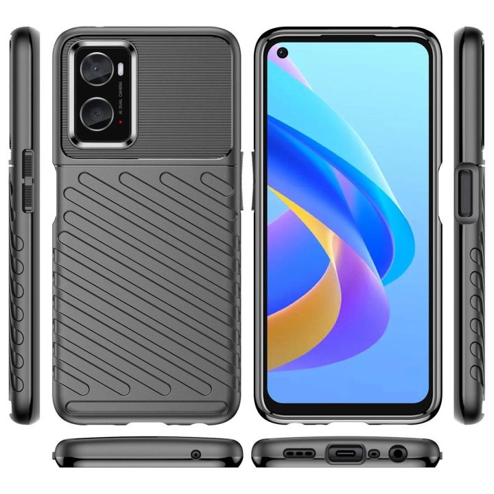 Thunder Case lankstus šarvuotas dangtelis Oppo A76 / Oppo A36 / Realme 9i , juodas