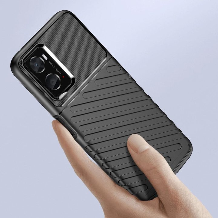 Thunder Case lankstus šarvuotas dangtelis Oppo A76 / Oppo A36 / Realme 9i , juodas