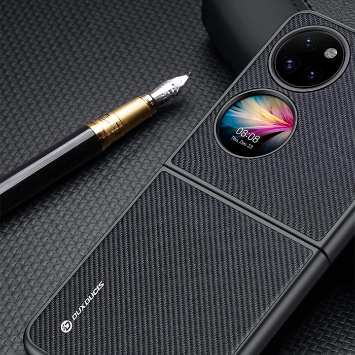 Fino dėklas pagamintas iš nailono medžiagos Huawei P50 Pocket juodas