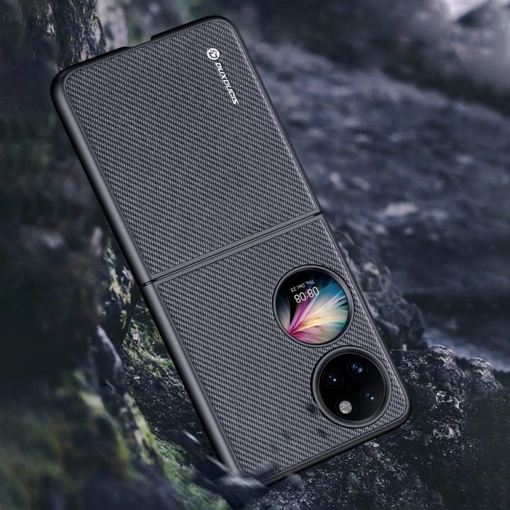 Fino dėklas pagamintas iš nailono medžiagos Huawei P50 Pocket juodas