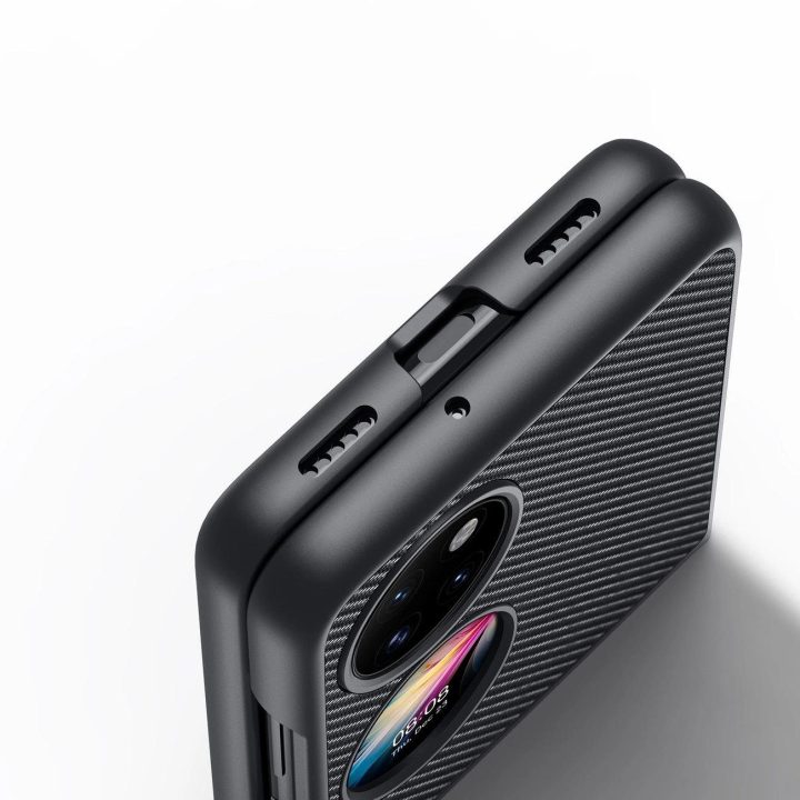 Fino dėklas pagamintas iš nailono medžiagos Huawei P50 Pocket juodas
