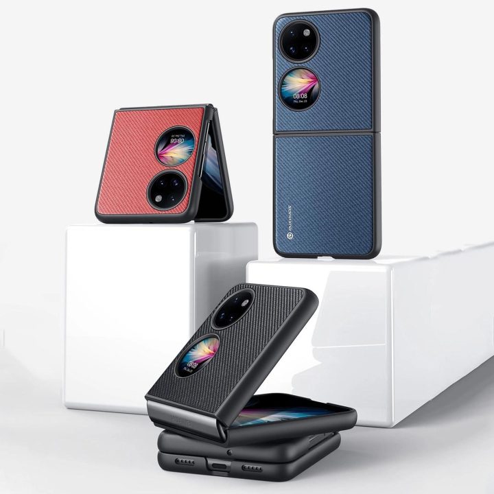 Fino dėklas pagamintas iš nailono medžiagos Huawei P50 Pocket juodas