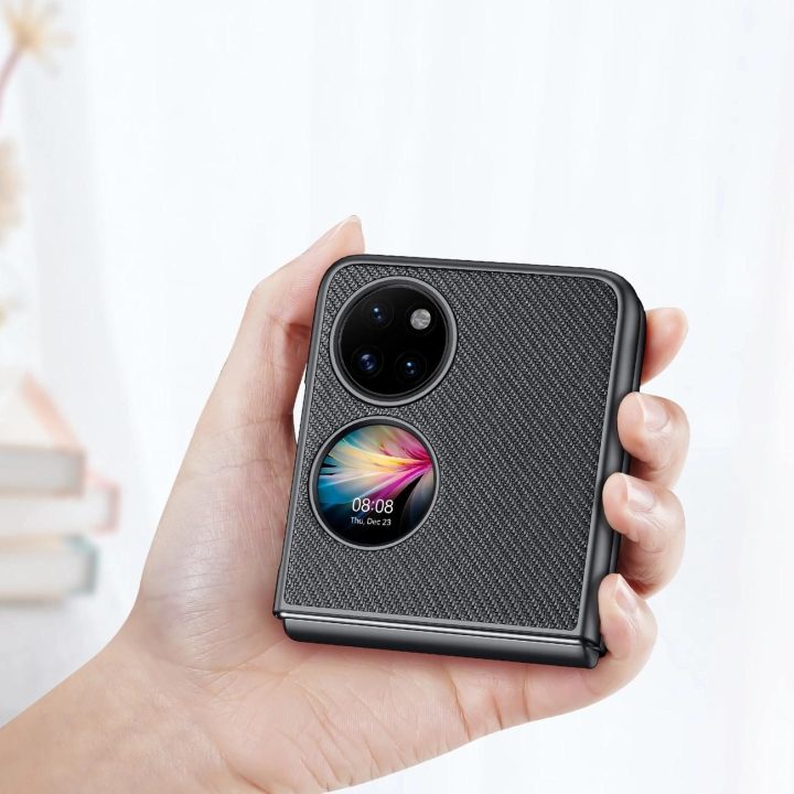 Fino dėklas pagamintas iš nailono medžiagos Huawei P50 Pocket juodas