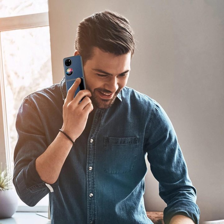 Fino dėklas pagamintas iš nailono medžiagos Huawei P50 Pocket juodas