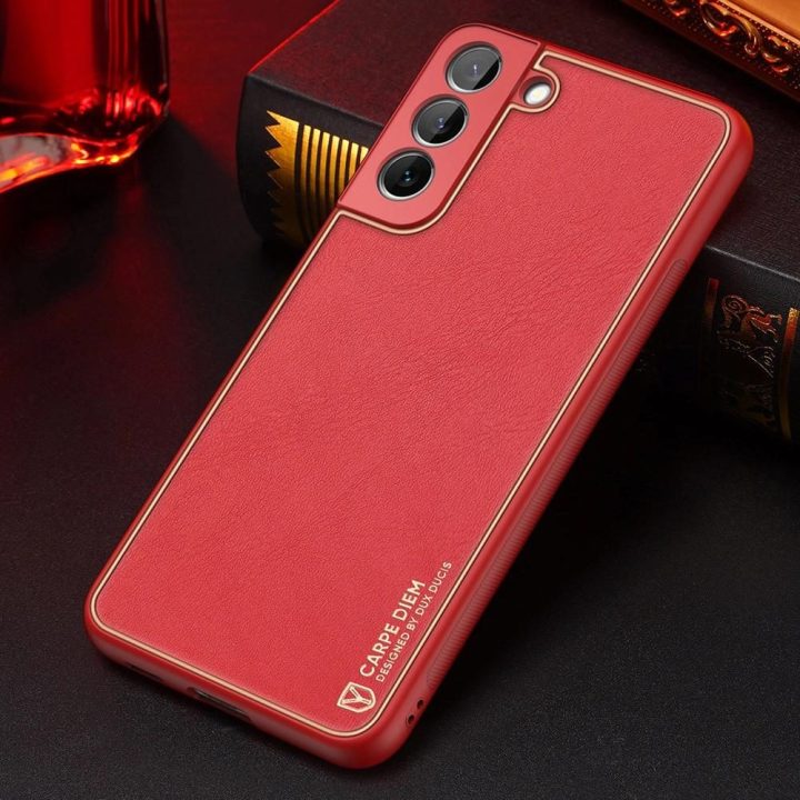 elegantiškas dangtelis iš ekologiškos odos, skirtas Samsung Galaxy S22+ (S22 Plus), raudonas