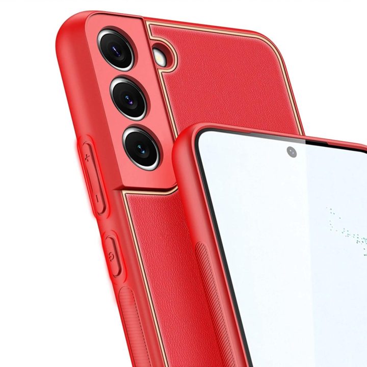 elegantiškas dangtelis iš ekologiškos odos, skirtas Samsung Galaxy S22+ (S22 Plus), raudonas