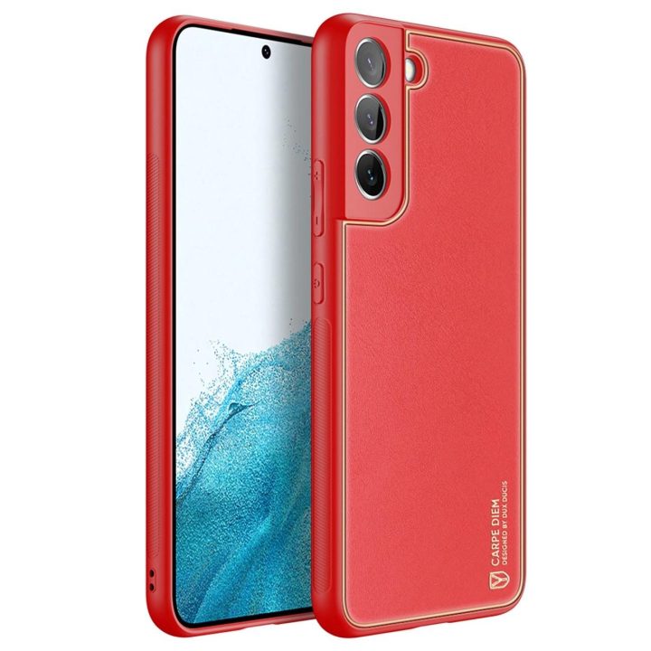 elegantiškas dangtelis iš ekologiškos odos, skirtas Samsung Galaxy S22+ (S22 Plus), raudonas