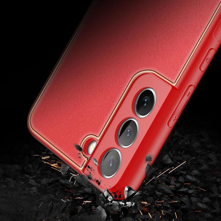 elegantiškas dangtelis iš ekologiškos odos, skirtas Samsung Galaxy S22+ (S22 Plus), raudonas