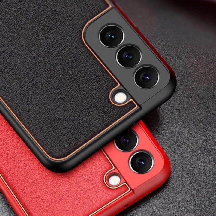 elegantiškas dangtelis iš ekologiškos odos, skirtas Samsung Galaxy S22+ (S22 Plus), raudonas