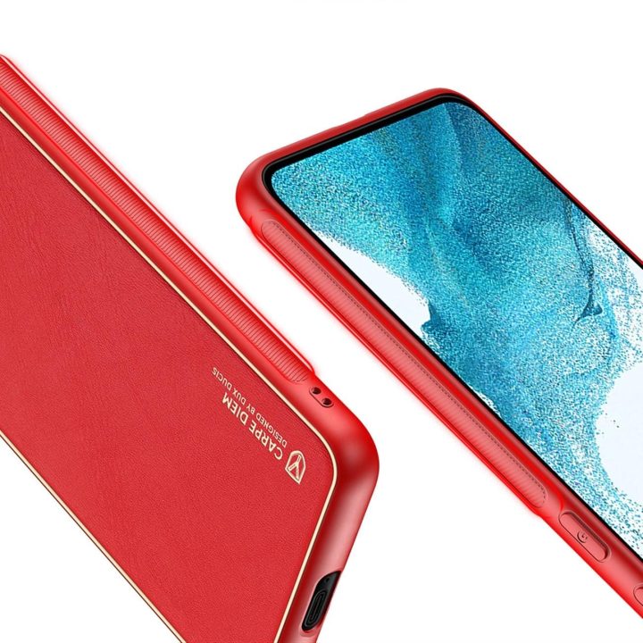 elegantiškas dangtelis iš ekologiškos odos, skirtas Samsung Galaxy S22+ (S22 Plus), raudonas