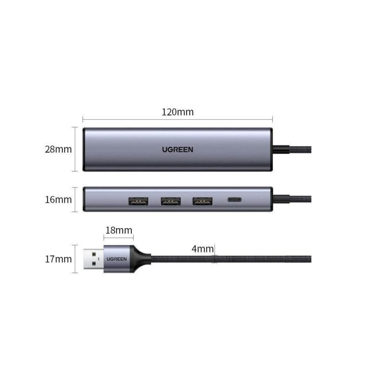 Daugiafunkcinis adapteris HUB USB 3.0 - 3 x USB / Ethernet RJ-45 / USB Type C PD pilkos spalvos (CM475)