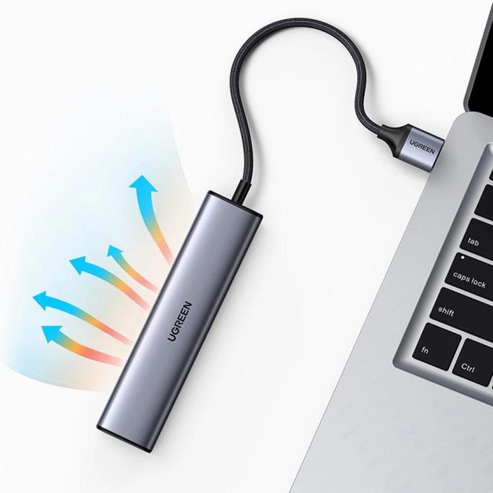 Daugiafunkcinis adapteris HUB USB 3.0 - 3 x USB / Ethernet RJ-45 / USB Type C PD pilkos spalvos (CM475)