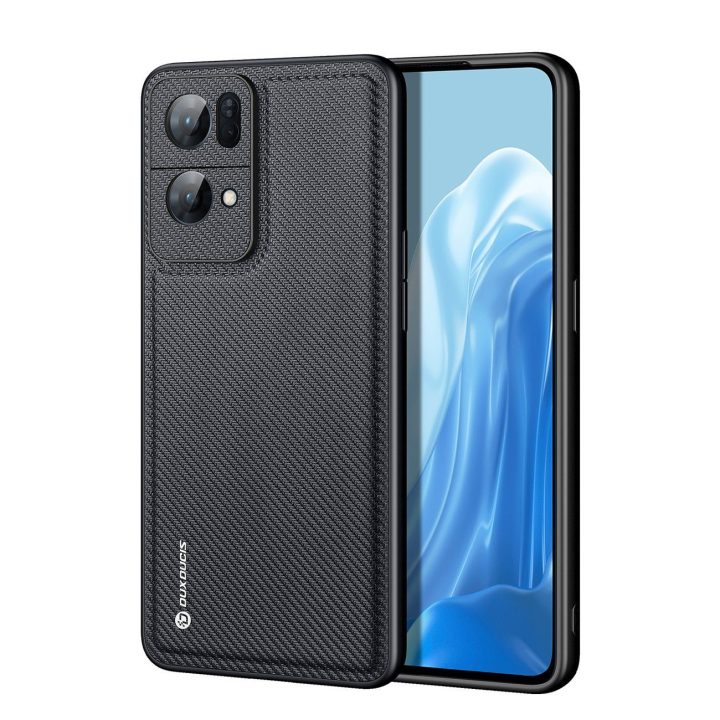 Fino dėklo dangtelis, padengtas nailono medžiaga Oppo Reno7 Pro 5G , juodas