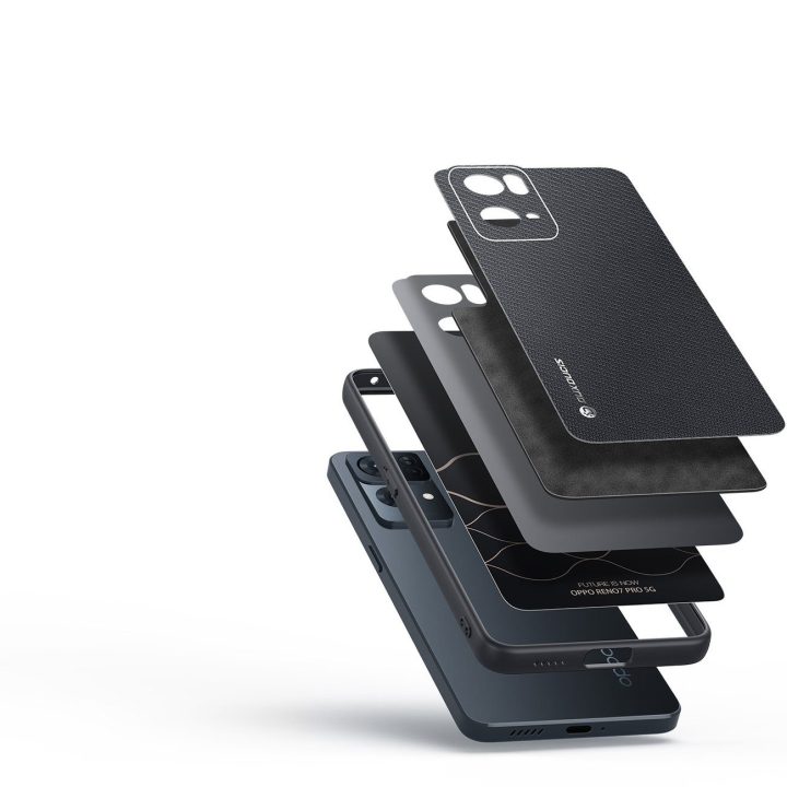 Fino dėklo dangtelis, padengtas nailono medžiaga Oppo Reno7 Pro 5G , juodas