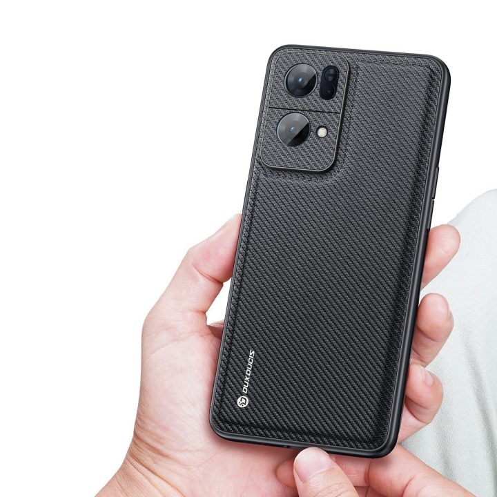Fino dėklo dangtelis, padengtas nailono medžiaga Oppo Reno7 Pro 5G , juodas