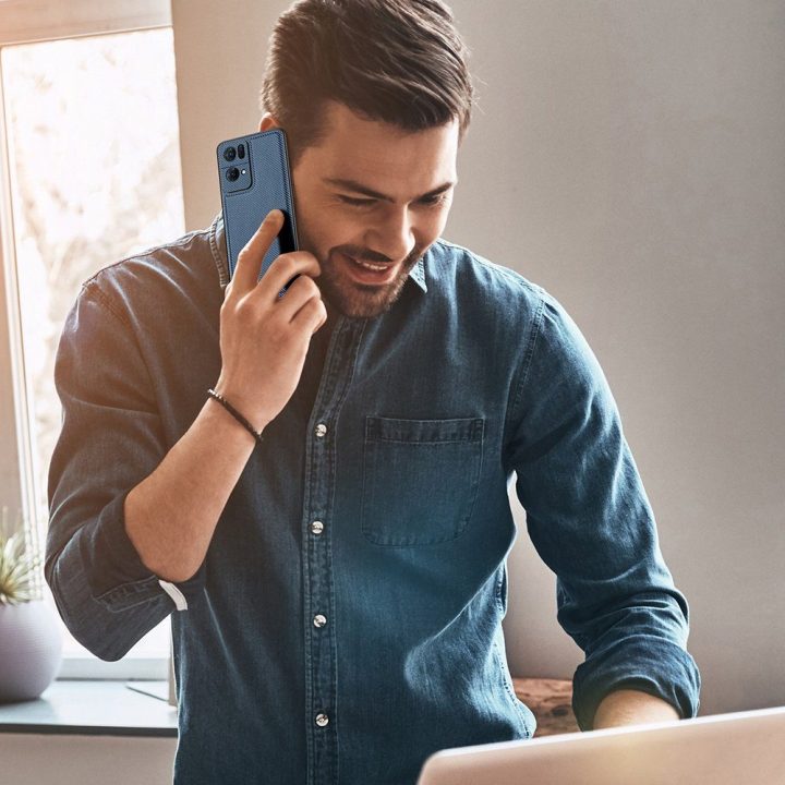 Fino dėklo dangtelis, padengtas nailono medžiaga Oppo Reno7 Pro 5G , juodas