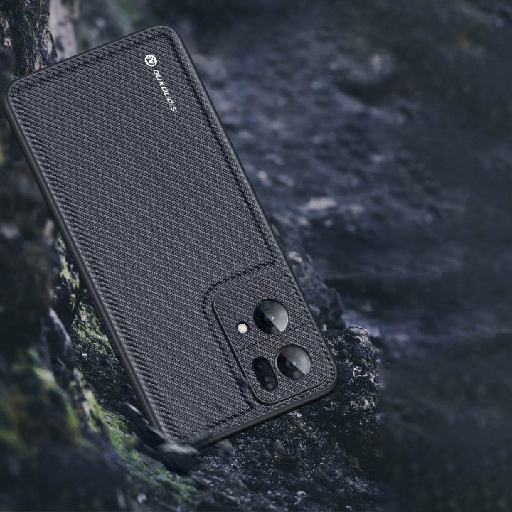 Fino dėklo dangtelis, padengtas nailono medžiaga Oppo Reno7 Pro 5G , juodas