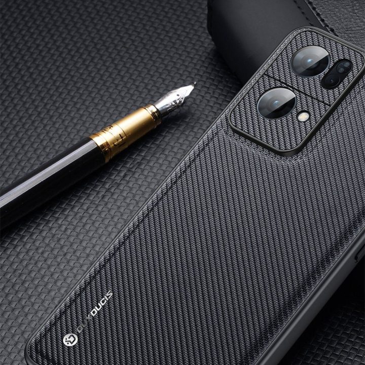 Fino dėklo dangtelis, padengtas nailono medžiaga Oppo Reno7 Pro 5G , juodas