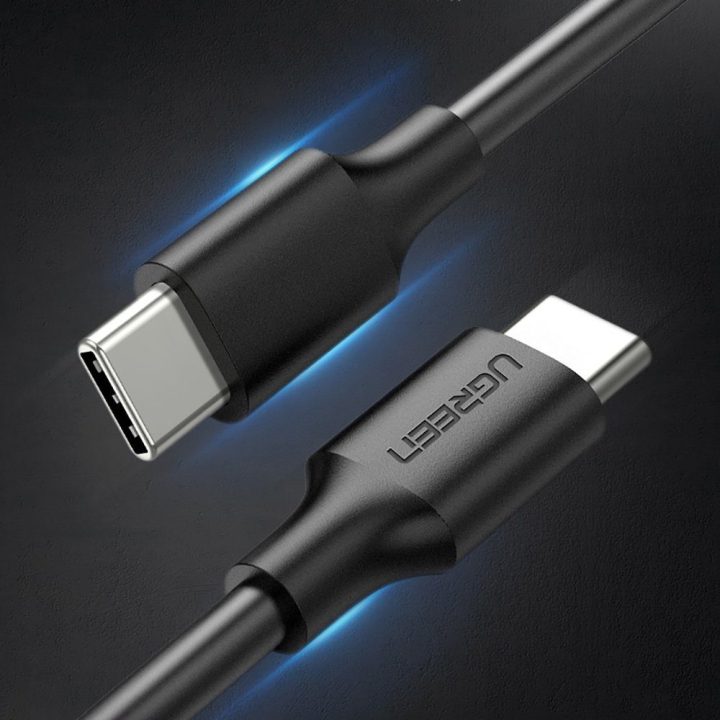 C tipo USB įkrovimo ir duomenų perdavimo kabelis 3A 2 m, juodas (US286)