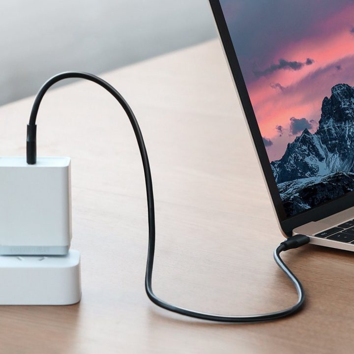 C tipo USB įkrovimo ir duomenų perdavimo kabelis 3A 2 m, juodas (US286)