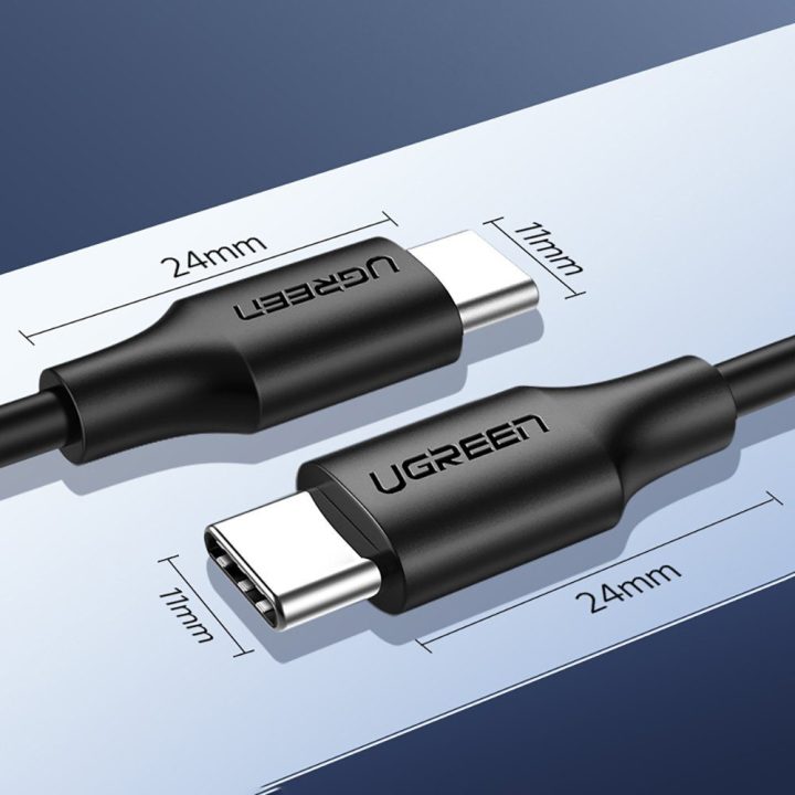 C tipo USB įkrovimo ir duomenų perdavimo kabelis 3A 2 m, juodas (US286)