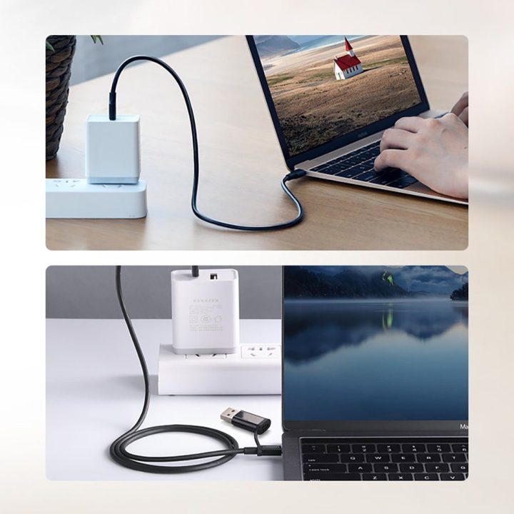 C tipo USB įkrovimo ir duomenų perdavimo kabelis 3A 2 m, juodas (US286)