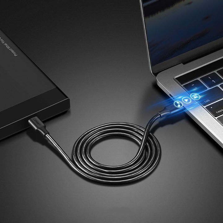 C tipo USB įkrovimo ir duomenų perdavimo kabelis 3A 2 m, juodas (US286)