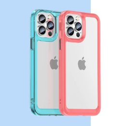 Outer Space Case dėklas iPhone 12 Pro Max kietasis dangtelis su geliniu rėmeliu, raudonas