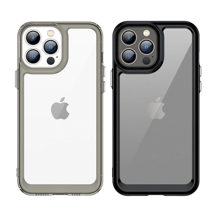 Outer Space Case dėklas iPhone 12 Pro Max kietasis dangtelis su geliniu rėmeliu, raudonas