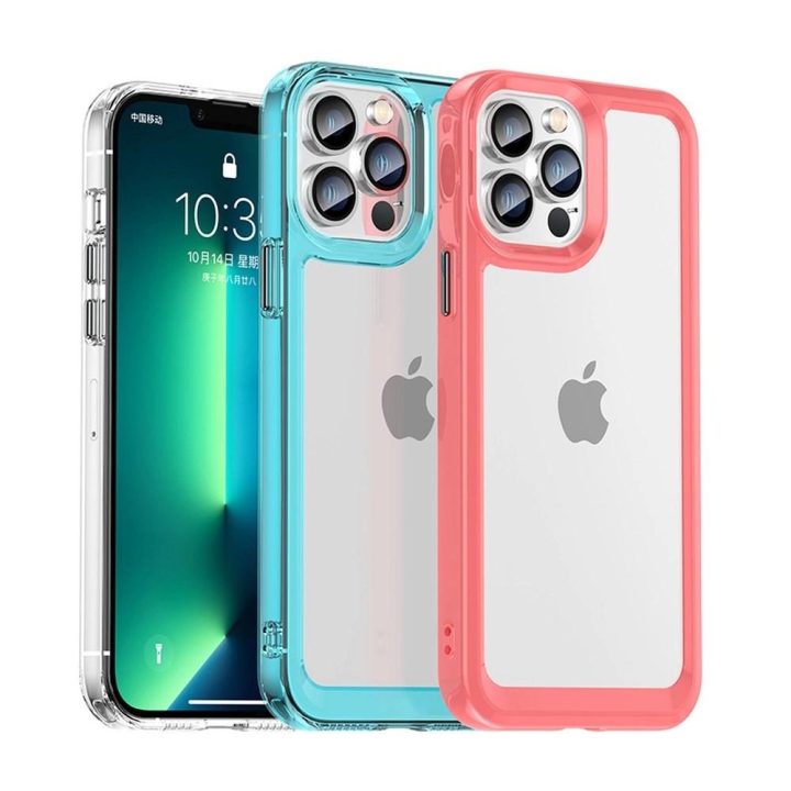 Outer Space Case dėklas iPhone 12 Pro Max kietasis dangtelis su geliniu rėmeliu, raudonas