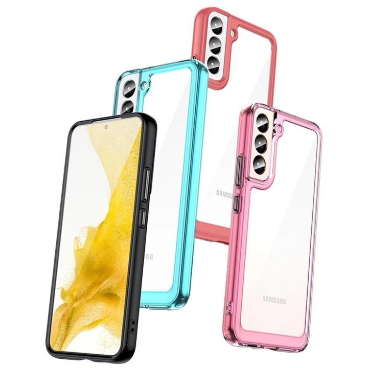 Samsung Galaxy S22 + (S22 Plus) kietasis dangtelis su geliniu rėmeliu, mėlynas