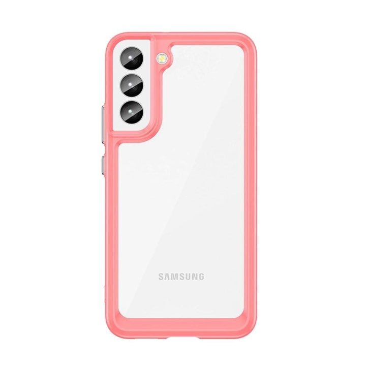 Samsung Galaxy S22 + (S22 Plus) kietasis dangtelis su geliniu rėmeliu, raudonas