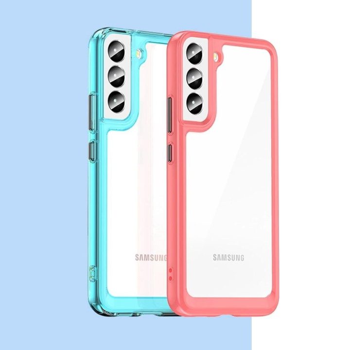 Samsung Galaxy S22 + (S22 Plus) kietasis dangtelis su geliniu rėmeliu, raudonas