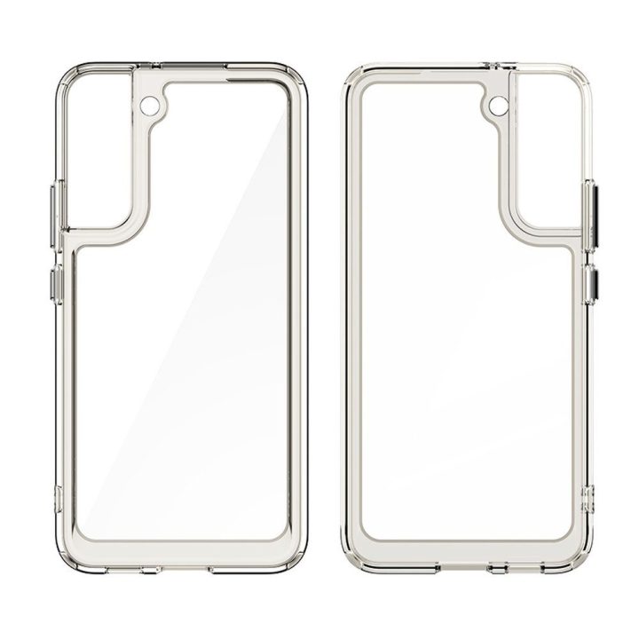 Outer Space Case dėklas Samsung Galaxy S22 + (S22 Plus) kietasis dangtelis su geliniu rėmeliu, skaidrus