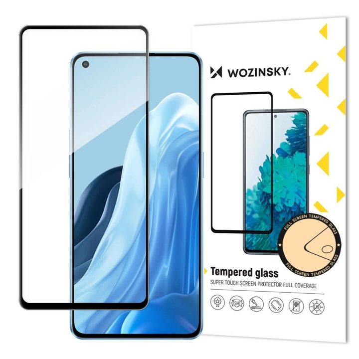 Grūdintas stiklas su rėmeliu, skirtas Oppo Reno7 Pro 5G , juodas