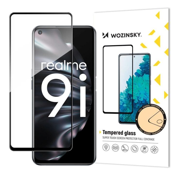 Grūdintas stiklas su rėmeliu, skirtas Oppo A76 / Oppo A36 / Realme 9i, juodas