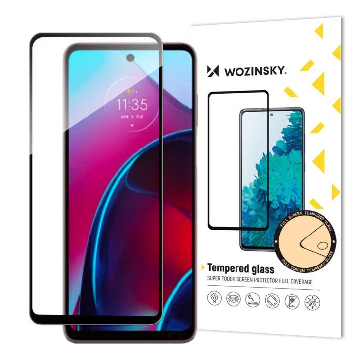 Visiškai klijuotas grūdintas stiklas Motorola Moto G Stylus 2022 9H viso ekrano grūdintas stiklas su juodu rėmeliu