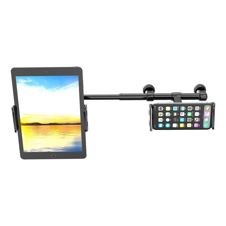 Dvigubas automobilinio telefono laikiklis, skirtas galvos atramai juodas (WTHBK1)