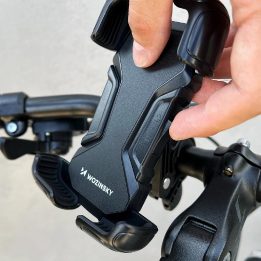 Tvirtas telefono laikiklis dviračio, motociklo, paspirtuko vairai juodos spalvos (WBHBK6)