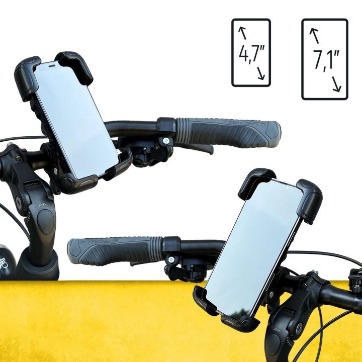 Tvirtas telefono laikiklis dviračio, motociklo, paspirtuko vairai juodos spalvos (WBHBK6)