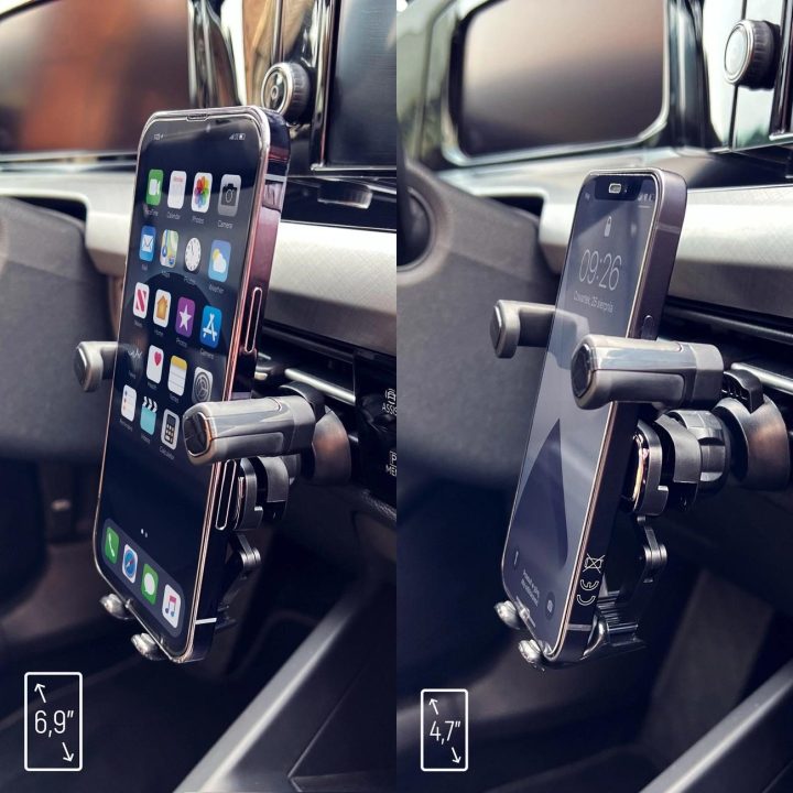Gravitacinio telefono laikiklis automobilio grotelėms juodas (WCHBK7)
