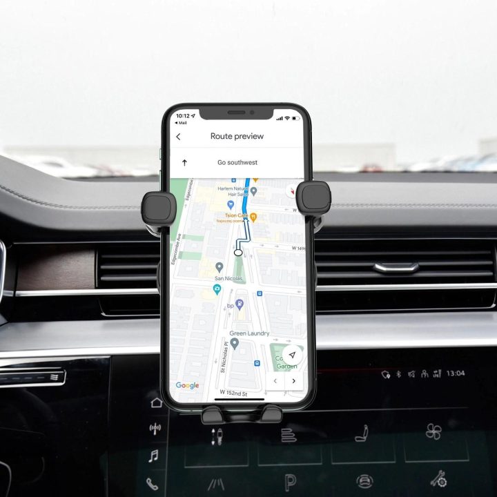 Gravitacinio telefono laikiklis automobilio grotelėms juodas (WCHBK7)