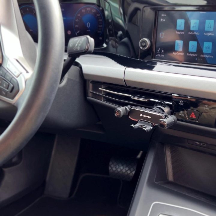 Gravitacinio telefono laikiklis automobilio grotelėms juodas (WCHBK7)