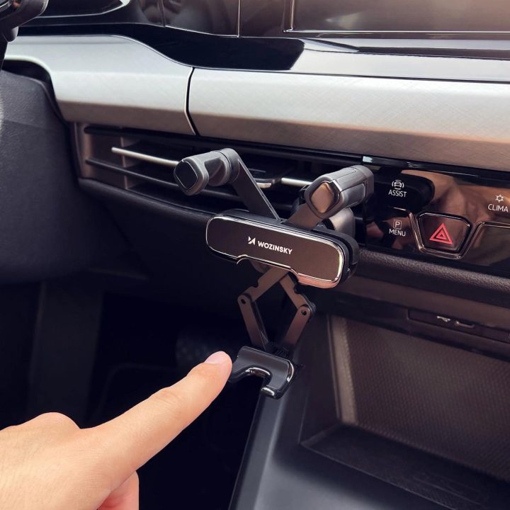 Gravitacinio telefono laikiklis automobilio grotelėms juodas (WCHBK7)