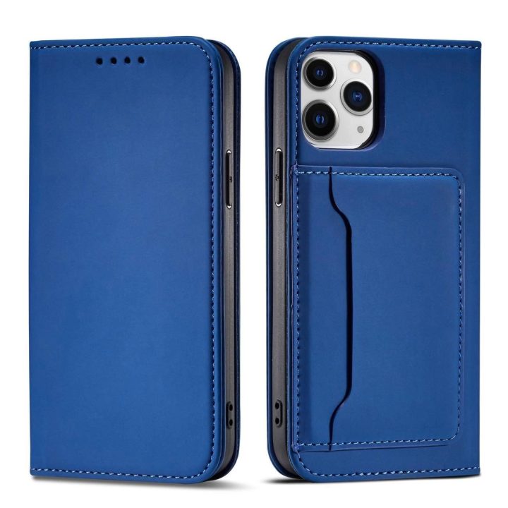 Magnetinis kortelių dėklas iPhone 12 dangtelis kortelių piniginė kortelių stovas mėlynas